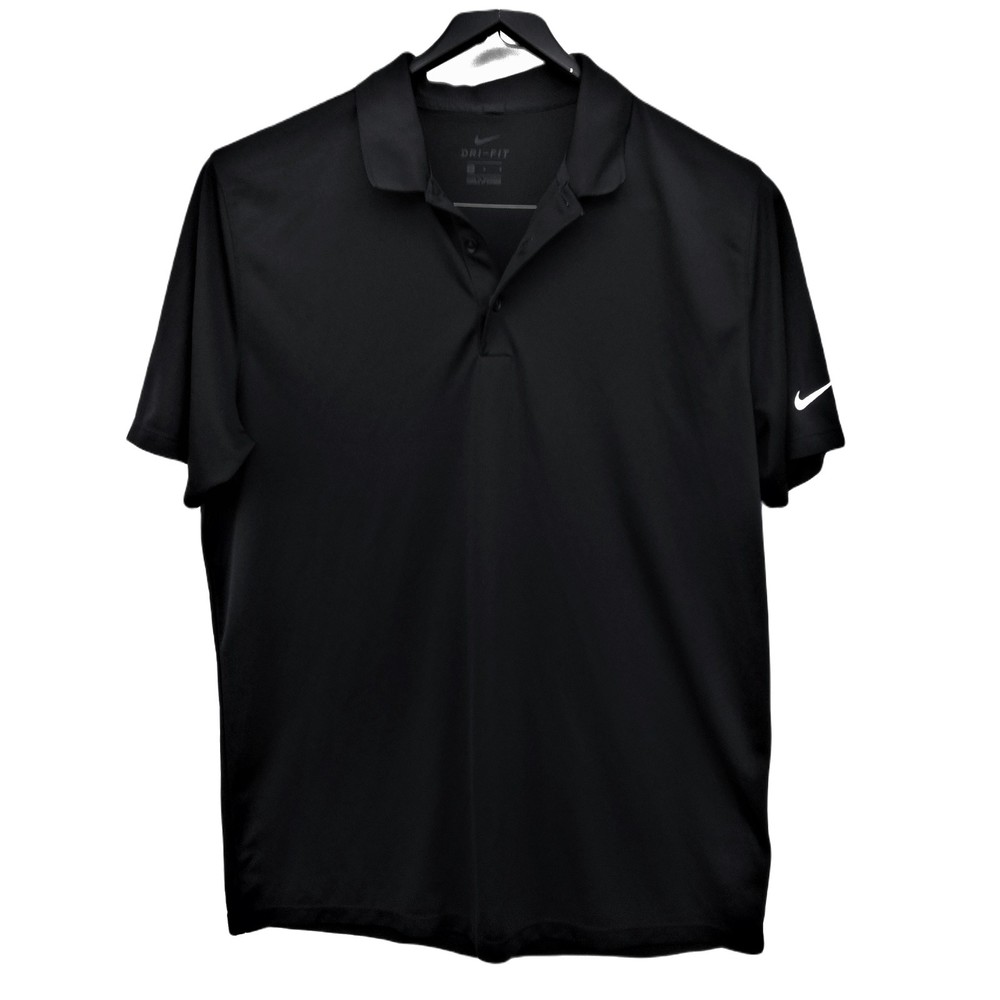 Nike Pro Dri-Fit Short Sleeve Collared Polo Shirt Black Mens Size Large Top